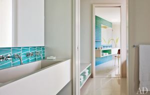 A geometric Hamptons house by Leroy Street Studio and decorator Thad Hayes Design-bathroom.jpg